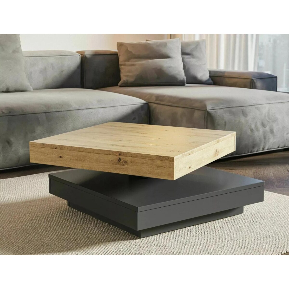 Ława COTTO 67x67 dąb artisan/antracyt