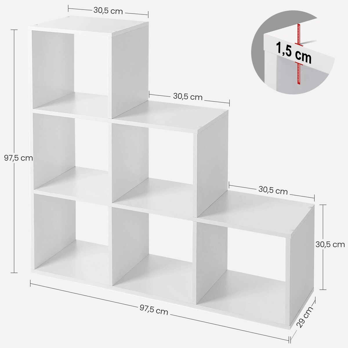 Regał Schodkowy 97,5X29X97,5 Cm Biały