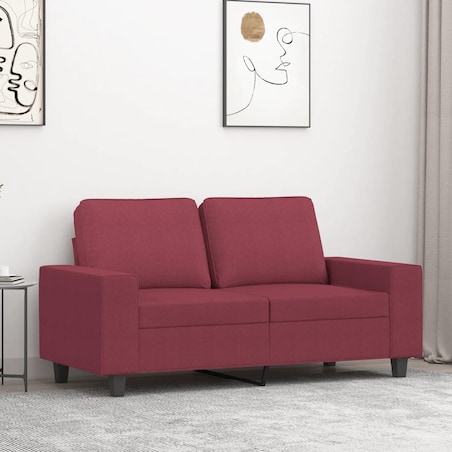 vidaXL Sofa 2-osobowa, winna czerwień, 120 cm, tapicerowana tkaniną