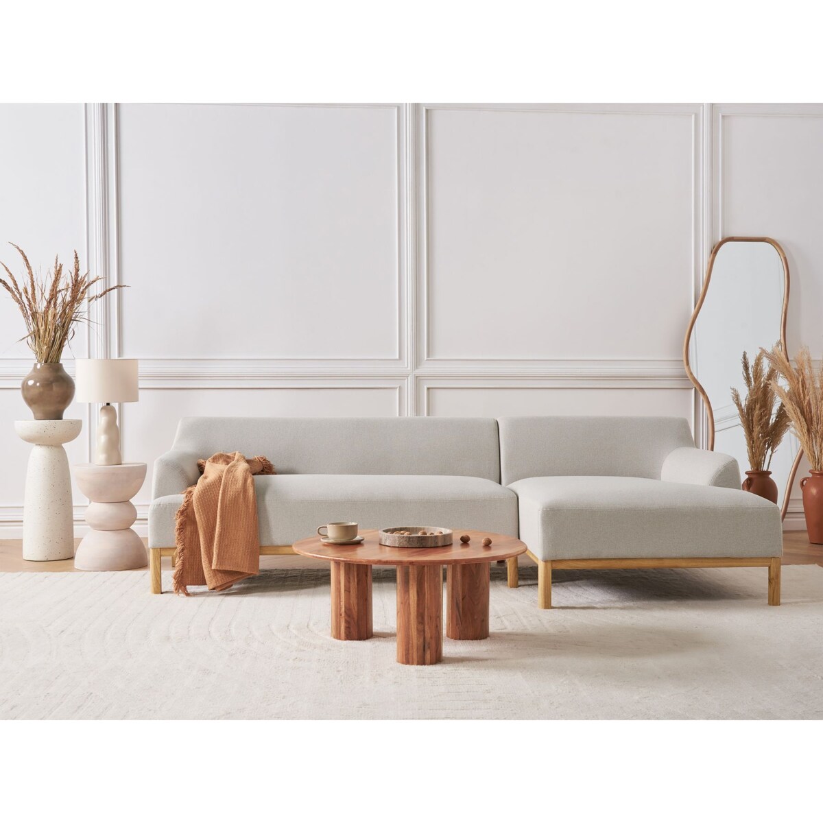 Sofa narożna lewostronna SOSJO Jasnobeżowy