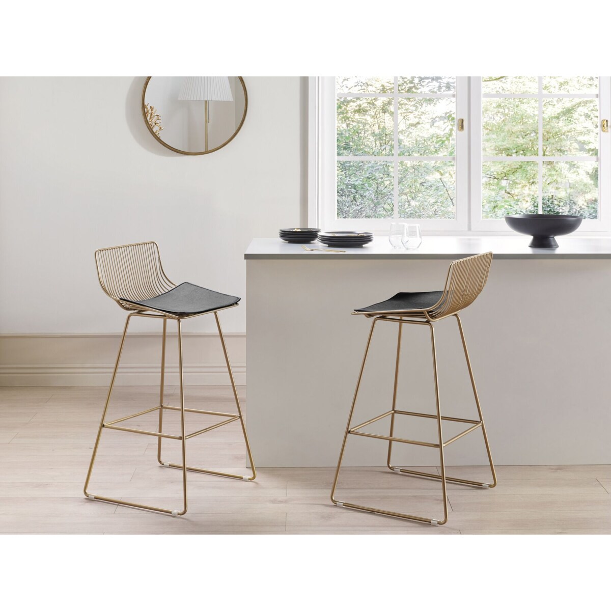 Zestaw 2 krzeseł barowych metalowy złoty FREDONIA