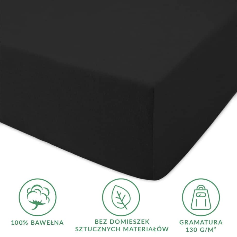 Prześcieradło jersey z gumką 120x200 kolor Czarny