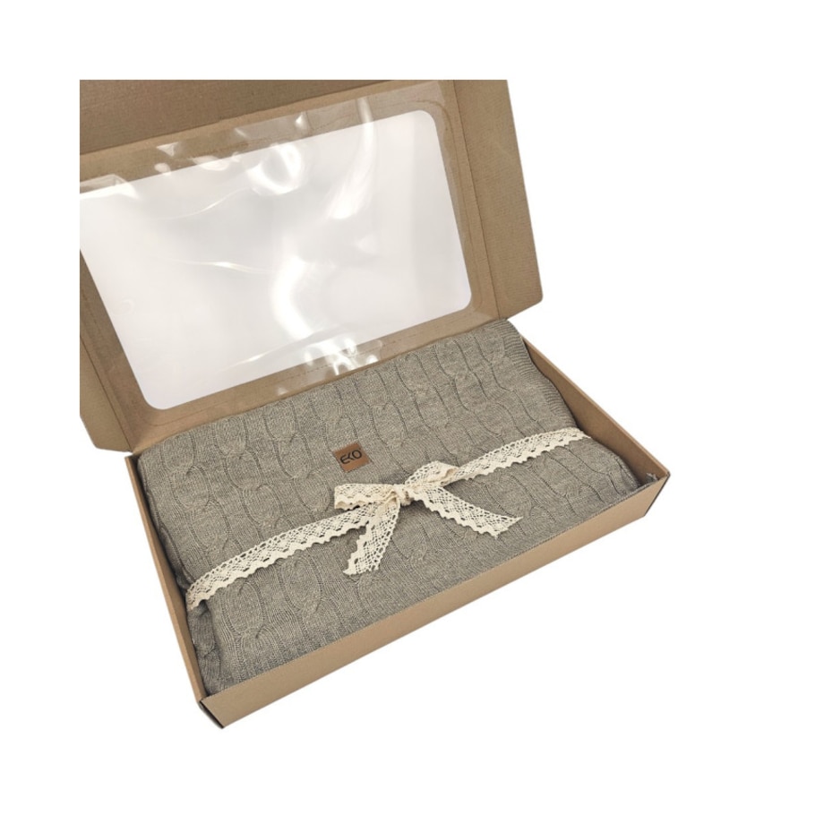 Koc dzianinowy kaszmir 150x200 cm – VERONA TAUPE