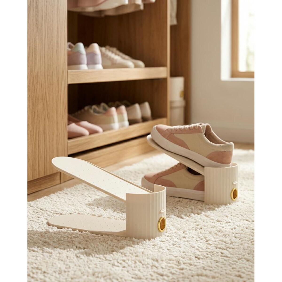 Zestaw 3 organizerów wkładek na buty SHP EASY beżowy