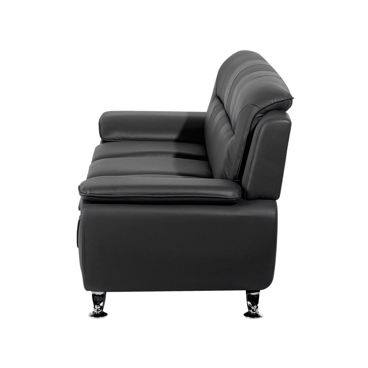 Komplet wypoczynkowy ekoskóra 6-osobowy czarny LEIRA