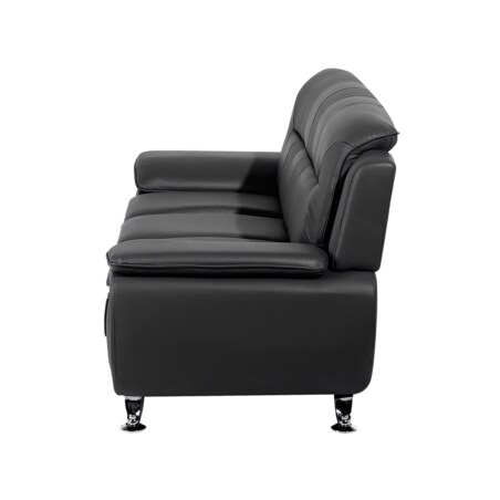 Komplet wypoczynkowy ekoskóra 6-osobowy czarny LEIRA