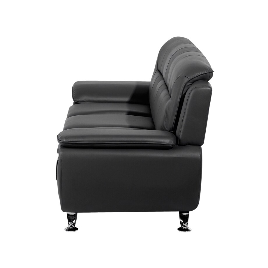 Komplet wypoczynkowy ekoskóra 6-osobowy czarny LEIRA