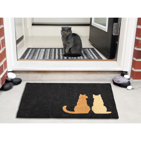 Wycieraczka NAPALIT Czarny 60 x 90 cm Kot Włókno kokosowe