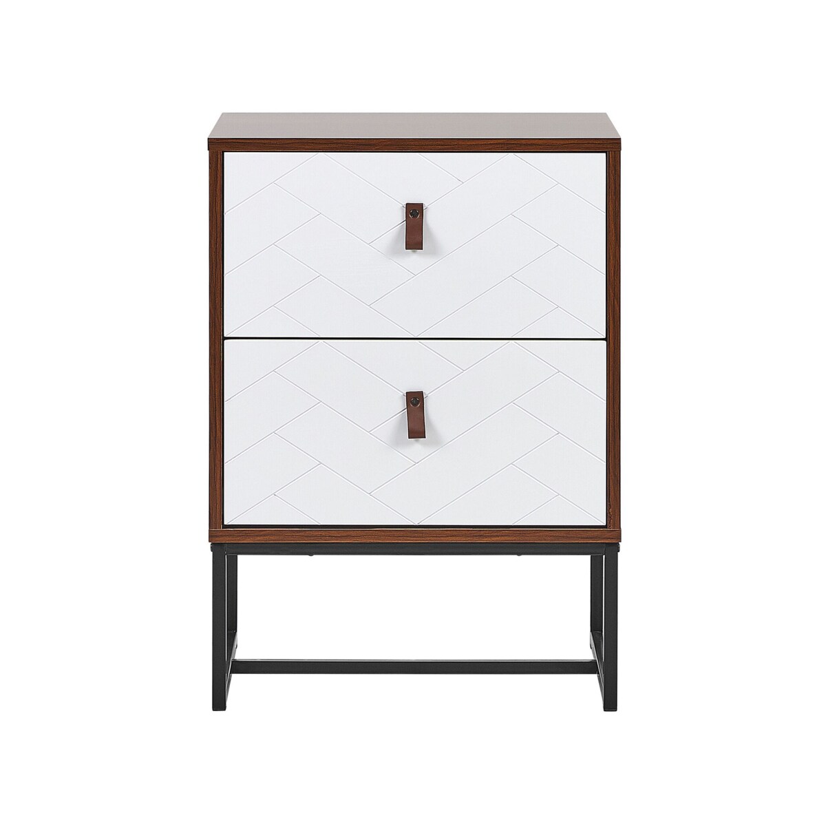 Szafka nocna ciemne drewno z białym NUEVA