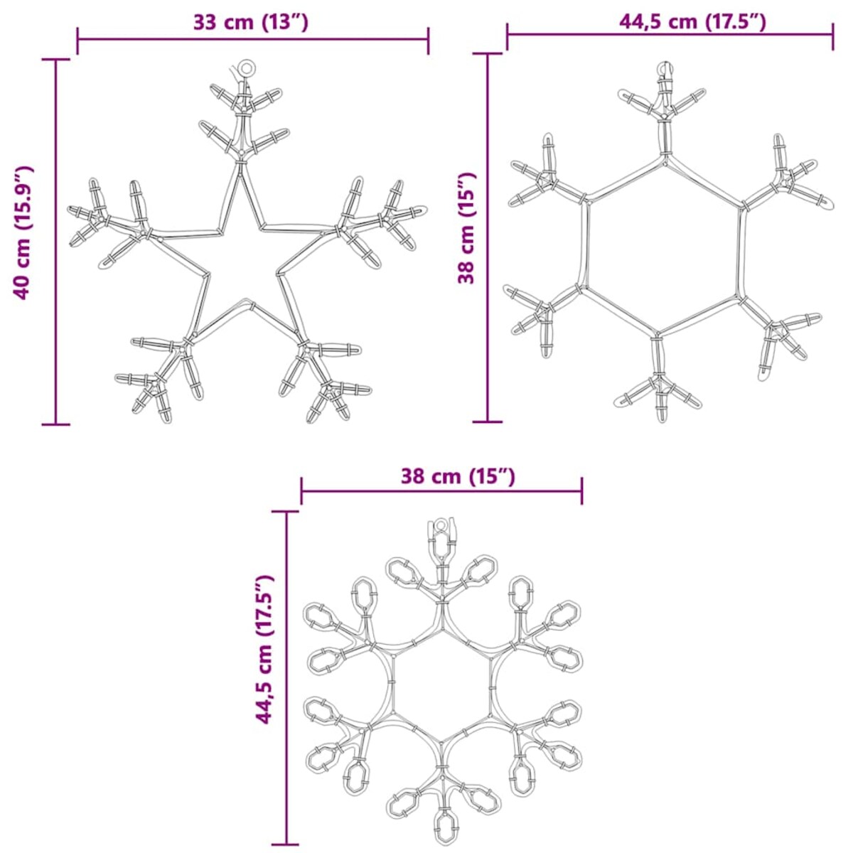 vidaXL Śnieżynka na Boże Narodzenie Ciepła biel 45 x 38 cm PVC