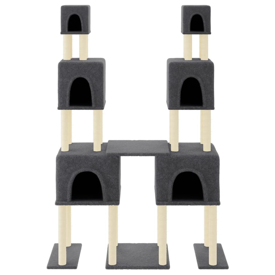 vidaXL Drapak dla kota z sizalowymi słupkami, ciemnoszary, 199 cm