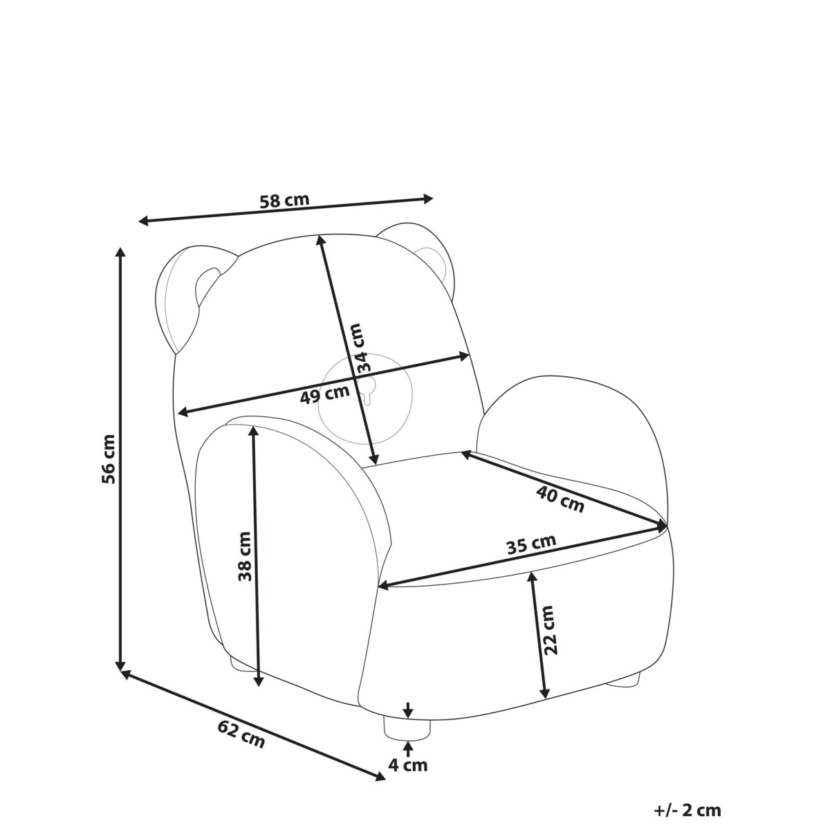 Fotel dziecięcy miś sztuczne futro brązowy BOO
