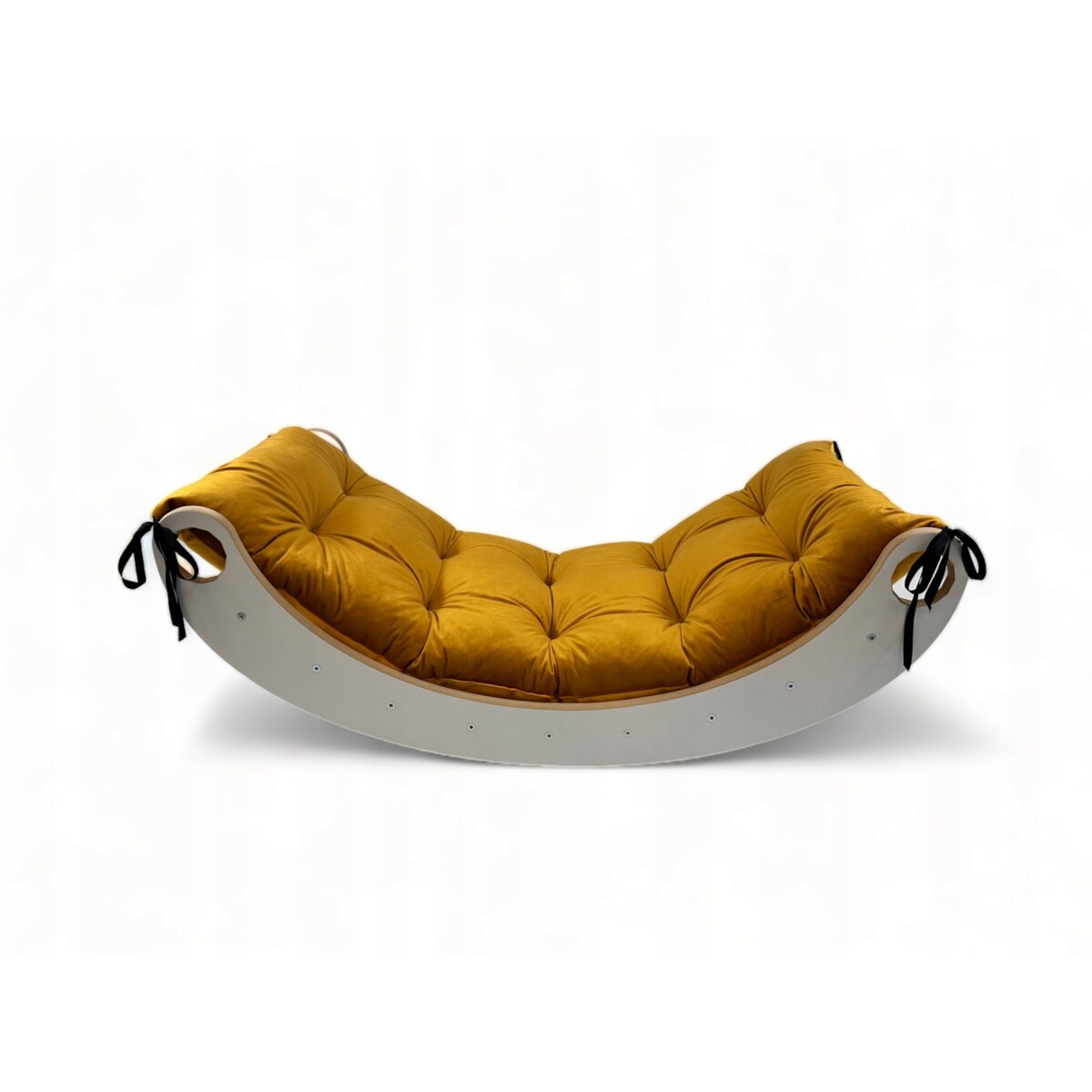 Drewniany Bujak Montessori dla Dziecka Mały + poduszka welurowa Karmel CE