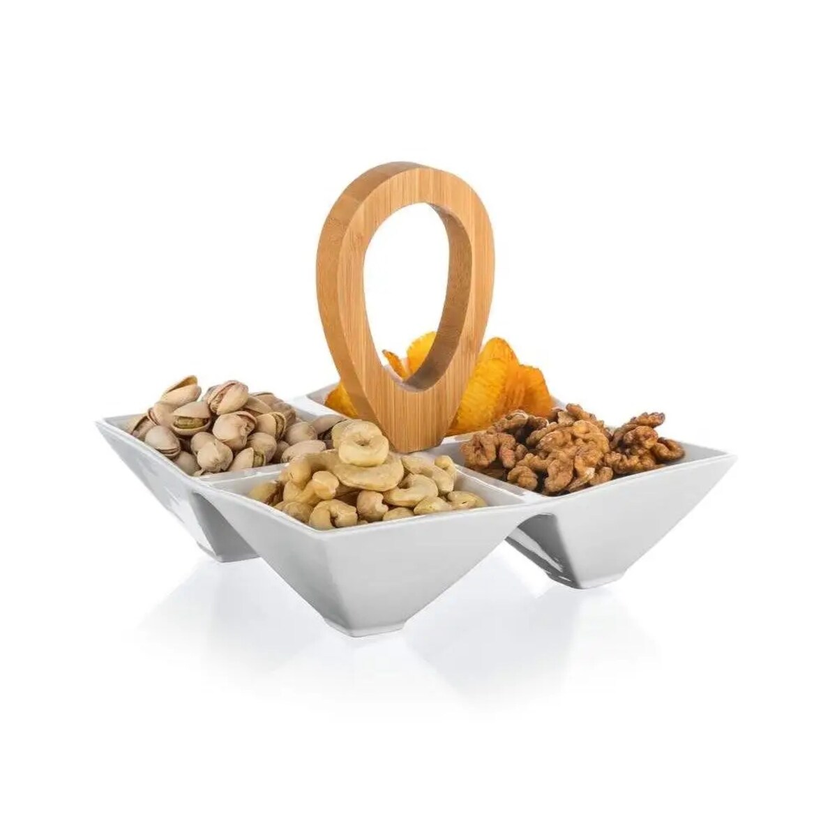 PÓŁMISEK TALERZ DZIELONY salaterka dipy przekąski orzeszki oliwki ser biała