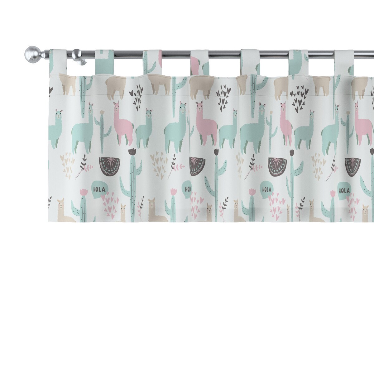 Lambrekin na szelkach 260x40 pastelowe lamy na jasnoszarym tle