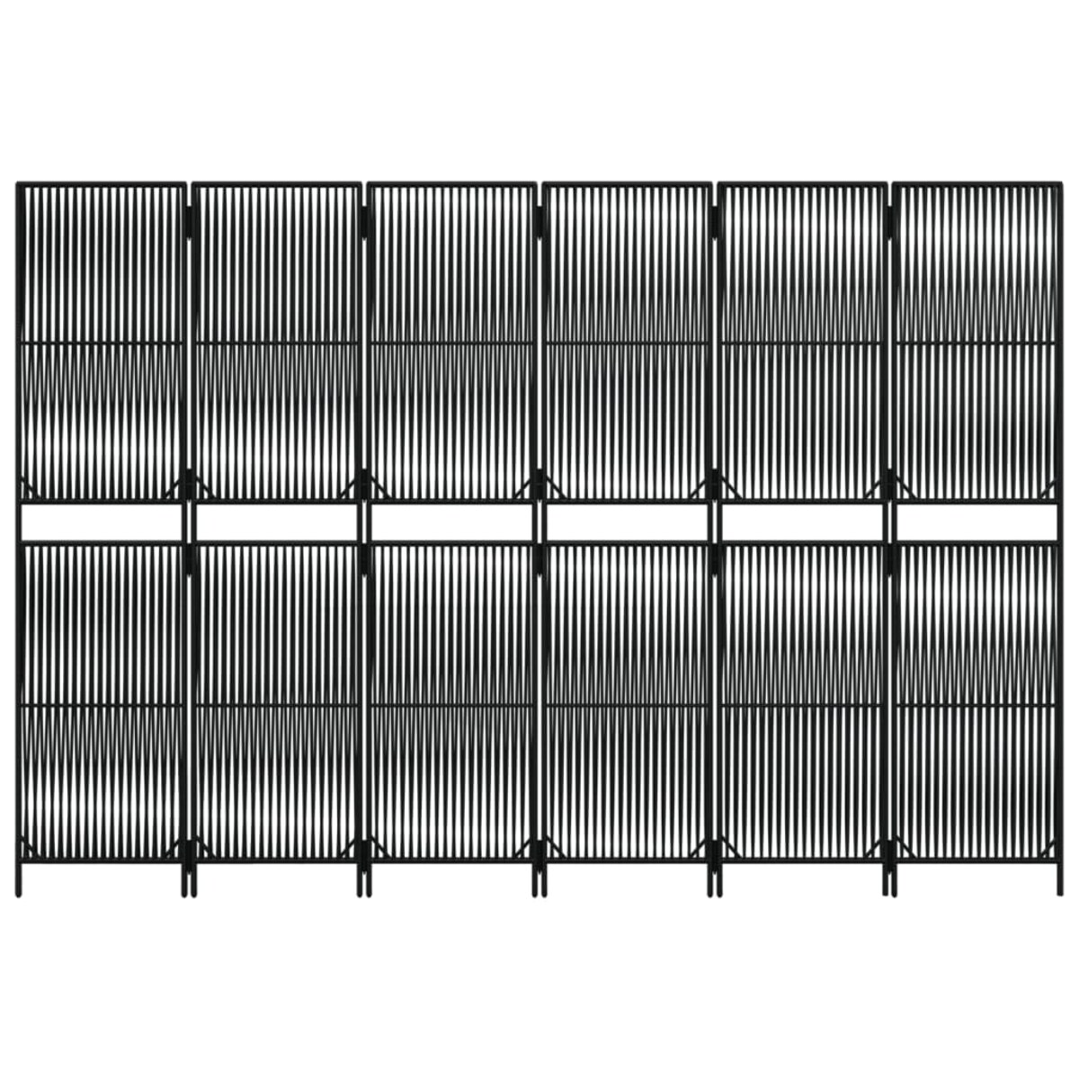 vidaXL Parawan 6-panelowy, czarny, polirattan