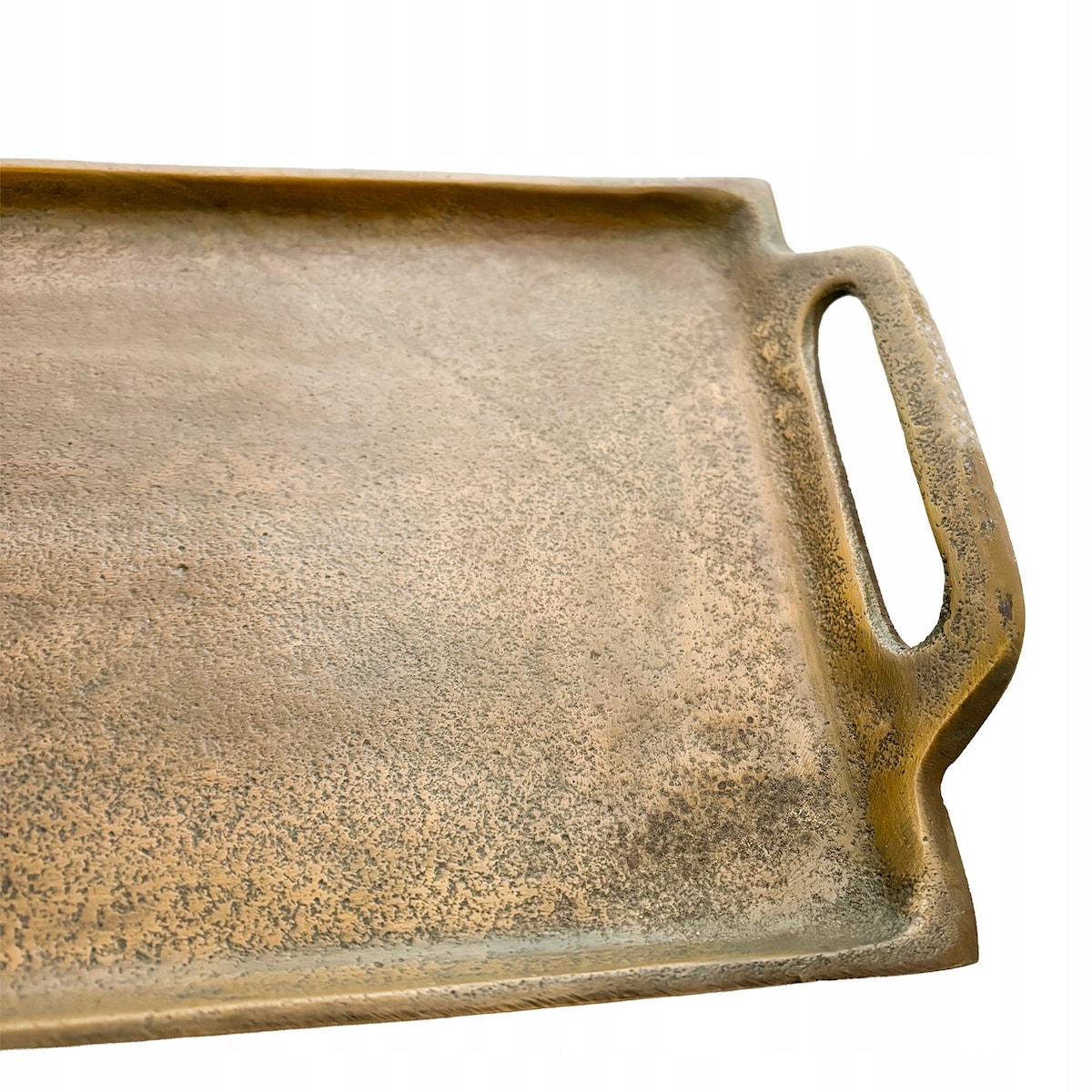 TACA DEKORACYJNA METALOWA PROSTOKĄTNA 46x20cm ciężka długa stare złoto