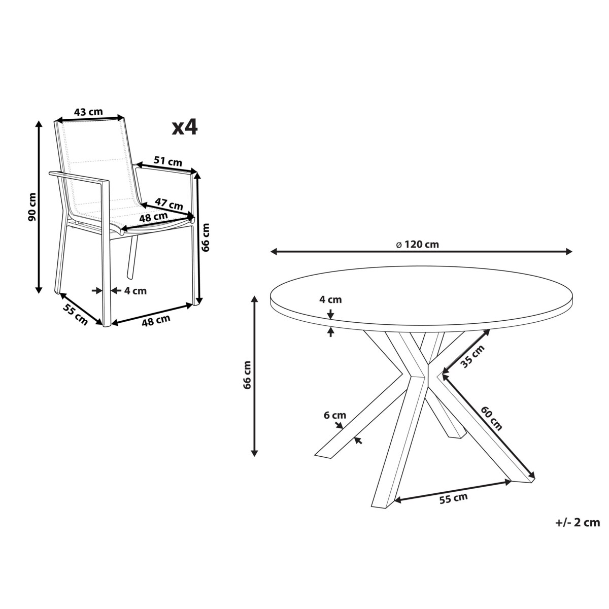 Zestaw ogrodowy stół i 4 krzesła biały MALETTO/BUSSETO