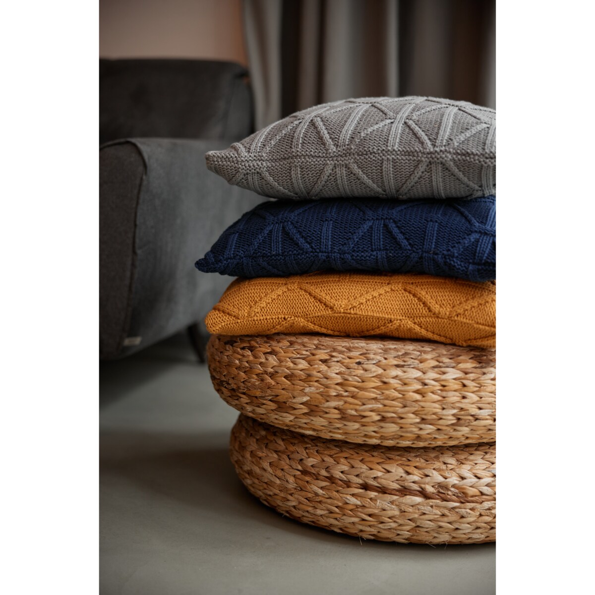 Poszewka brytyjska kwadratowa szara, 50 x 50 cm, La Manta