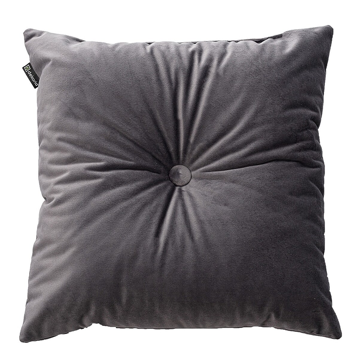 Poduszka kwadratowa Velvet z guzikiem, grafitowy szary, 37 x 37cm, Velvet