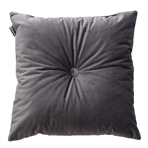 Poduszka kwadratowa Velvet z guzikiem, grafitowy szary, 37 x 37cm, Velvet