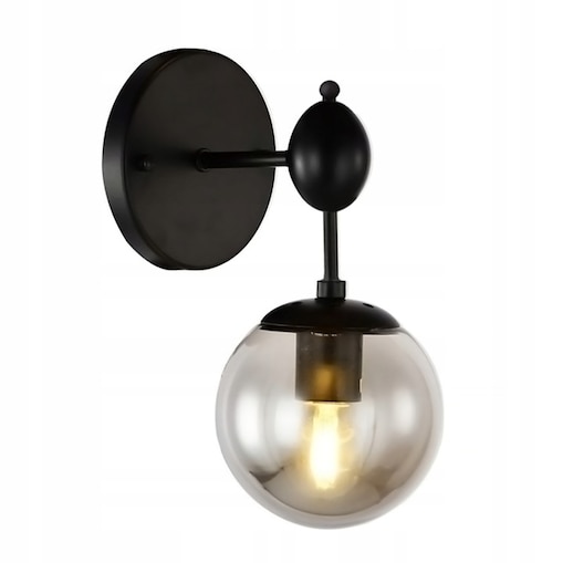 Lampa Ścienna Kinkiet Szklana Kula Black Vintage