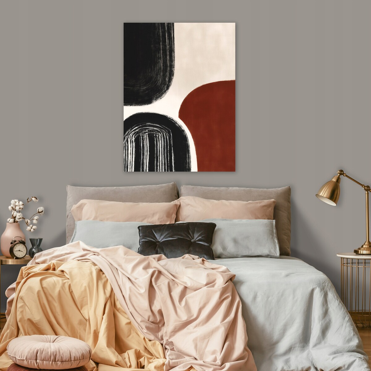 Obraz Do Sypialni Salonu Na Płótnie Abstrakcja Boho Beżowy 40x60