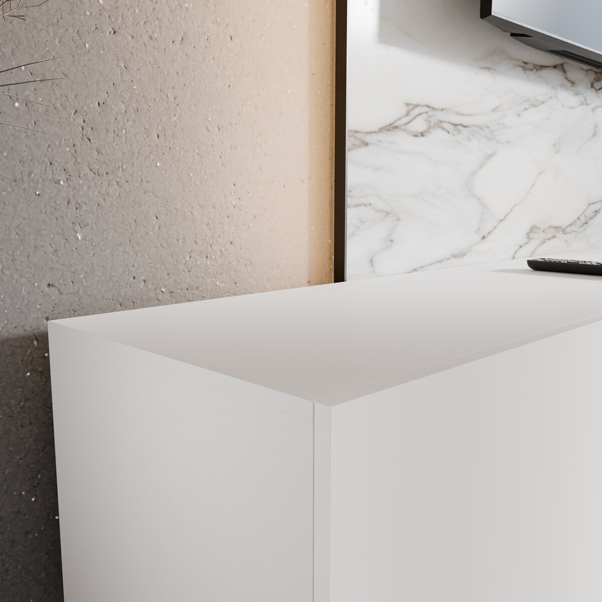 Szafka RTV LION 300 zamknięta pod telewizor, do salonu-biała