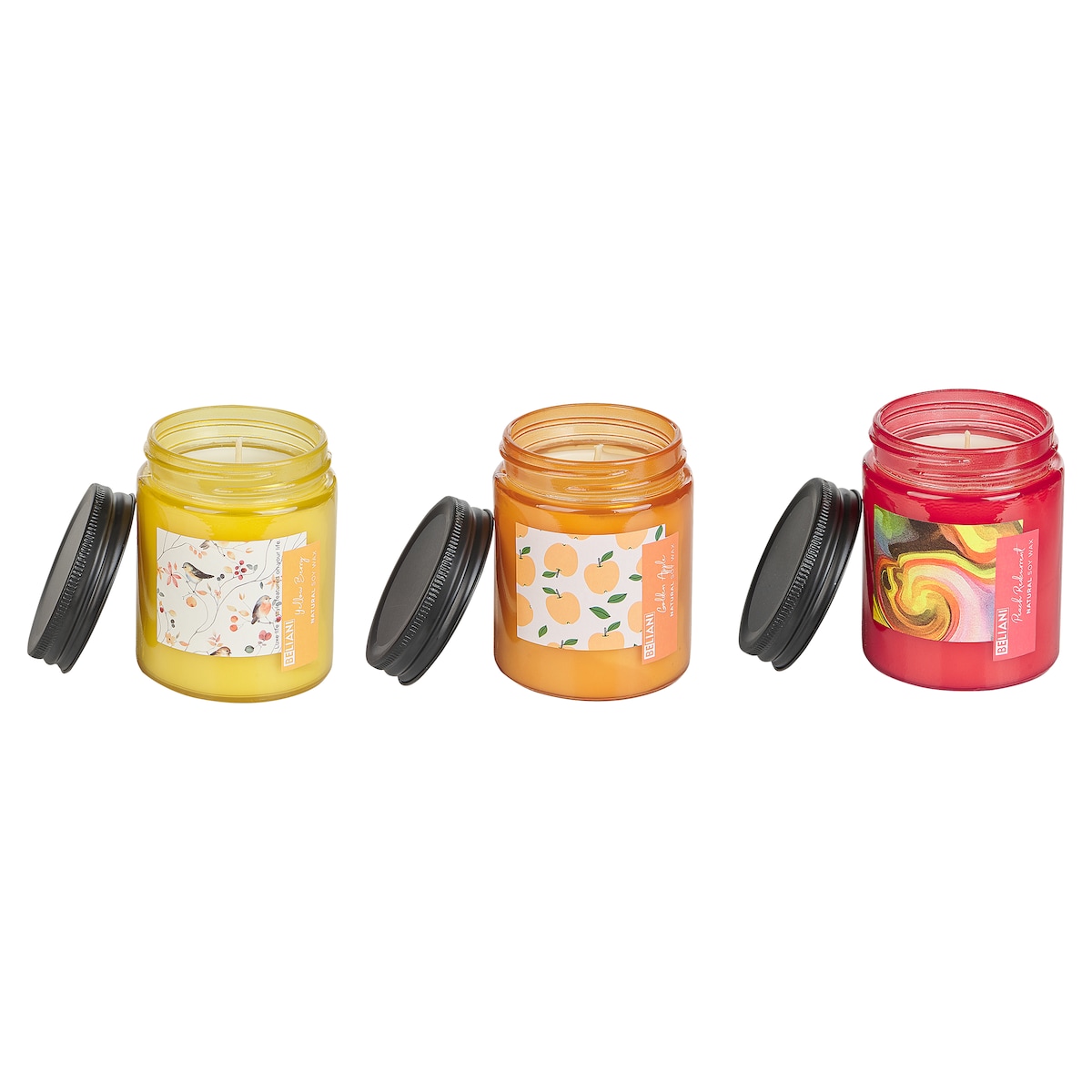 Zestaw 3 świeczek zapachowych FRUITY BLOOM Wosk sojowy Nuty owocowe