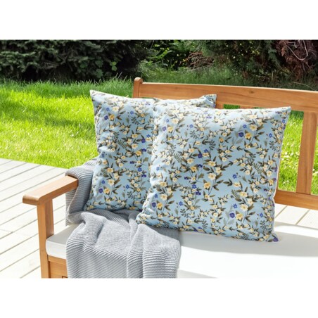 2 poduszki ogrodowe w kwiaty 45 x 45 cm niebieskie VALLORIA