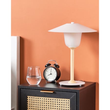 Lampa stołowa drewniana biała MOPPY