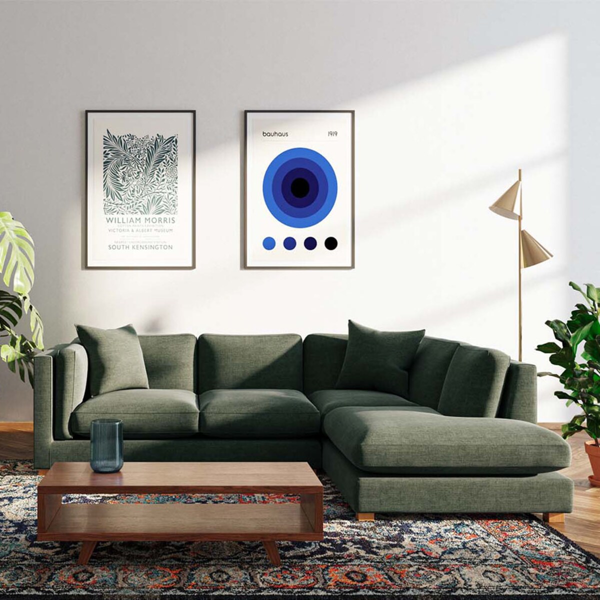 Pomo sofa narożna prawa Zielona