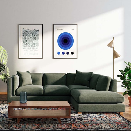 Pomo sofa narożna prawa Zielona