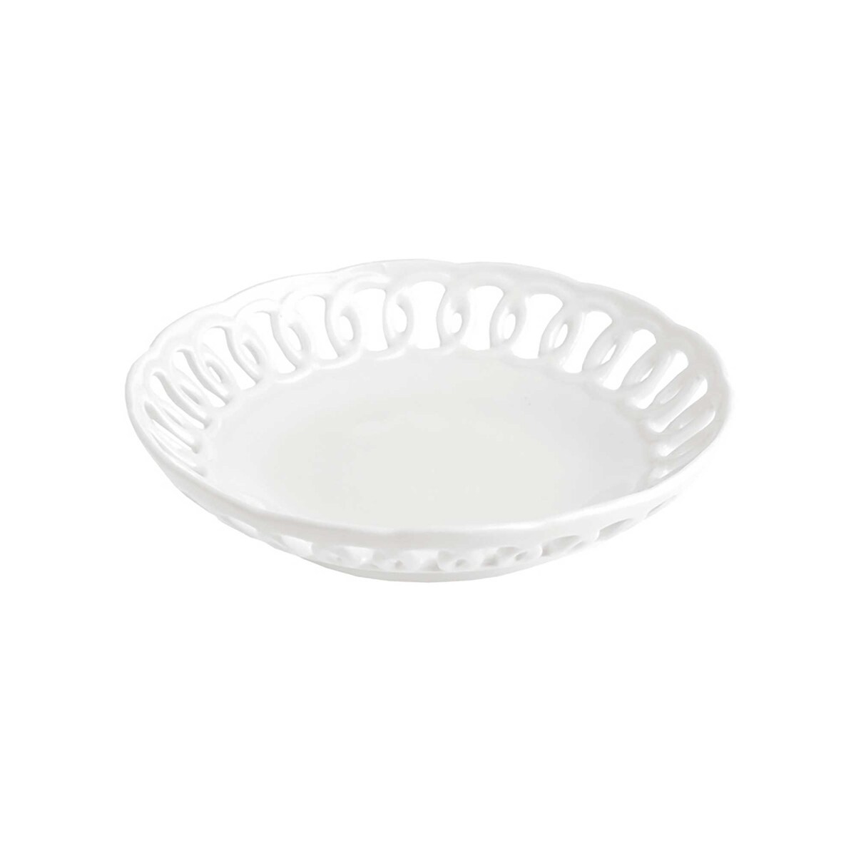 Rzeźbiona misa okrągła Firenze - Biały, 16 cm