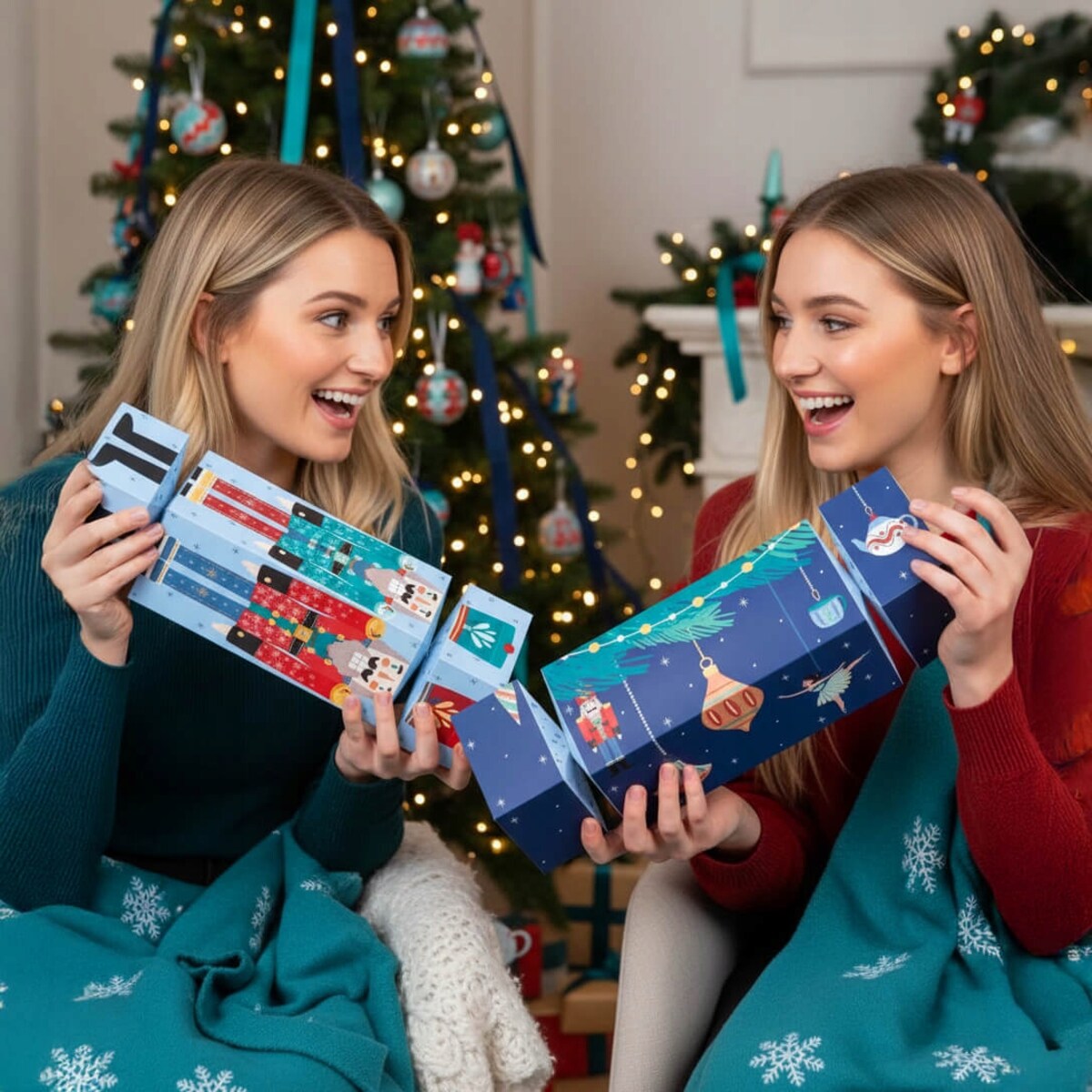 ŚWIĄTECZNY CRACKER Z 14 KAWAMI SMAKOWYMI I SKARPETKAMI "HOLIDAY WONDERLAND" - PREZENT UPOMINEK NA MIKOŁAJA ŚWIĘTA GWIAZDKĘ BOŻE NARODZENIE POD CHOINKĘ DLA KOBIETY FACETA