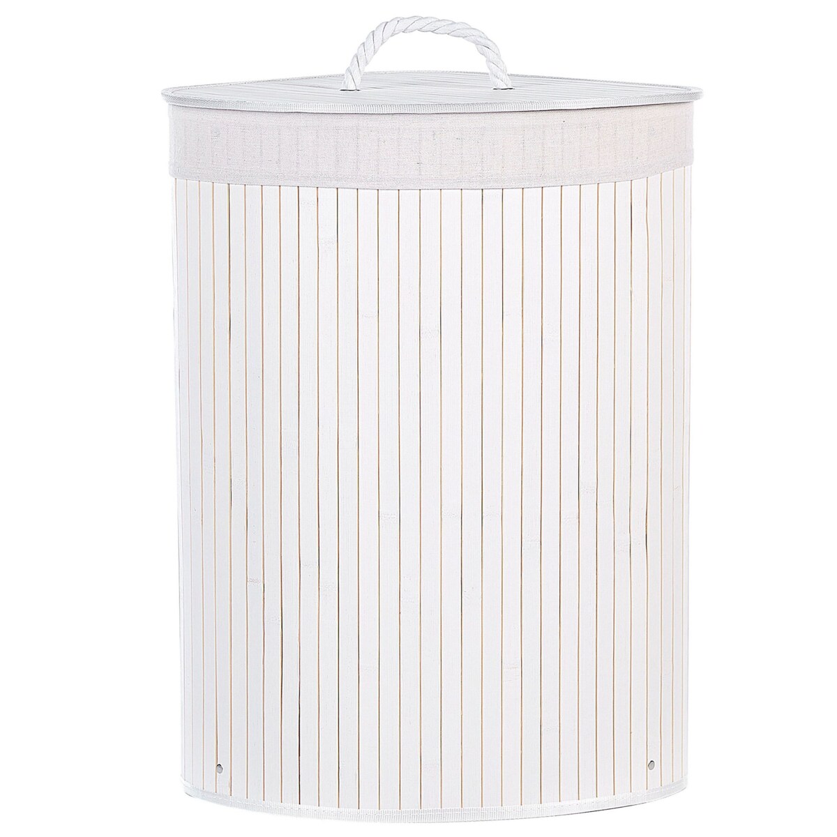 Kosz bambusowy z pokrywą biały MATARA