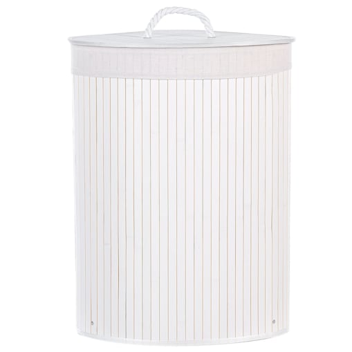 Kosz bambusowy z pokrywą biały MATARA