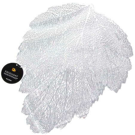 Podkładka Ażurowa Na Stół Mata Stołowa Pod Talerz Ozdoba Liść 35X46 Cm Srebrny