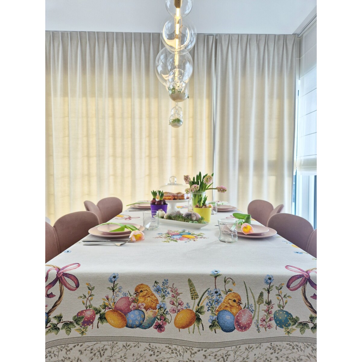 Obrus Wielkanocny Na Stół Ozdobny Dekoracyny 140X240 Cm Kurczątka