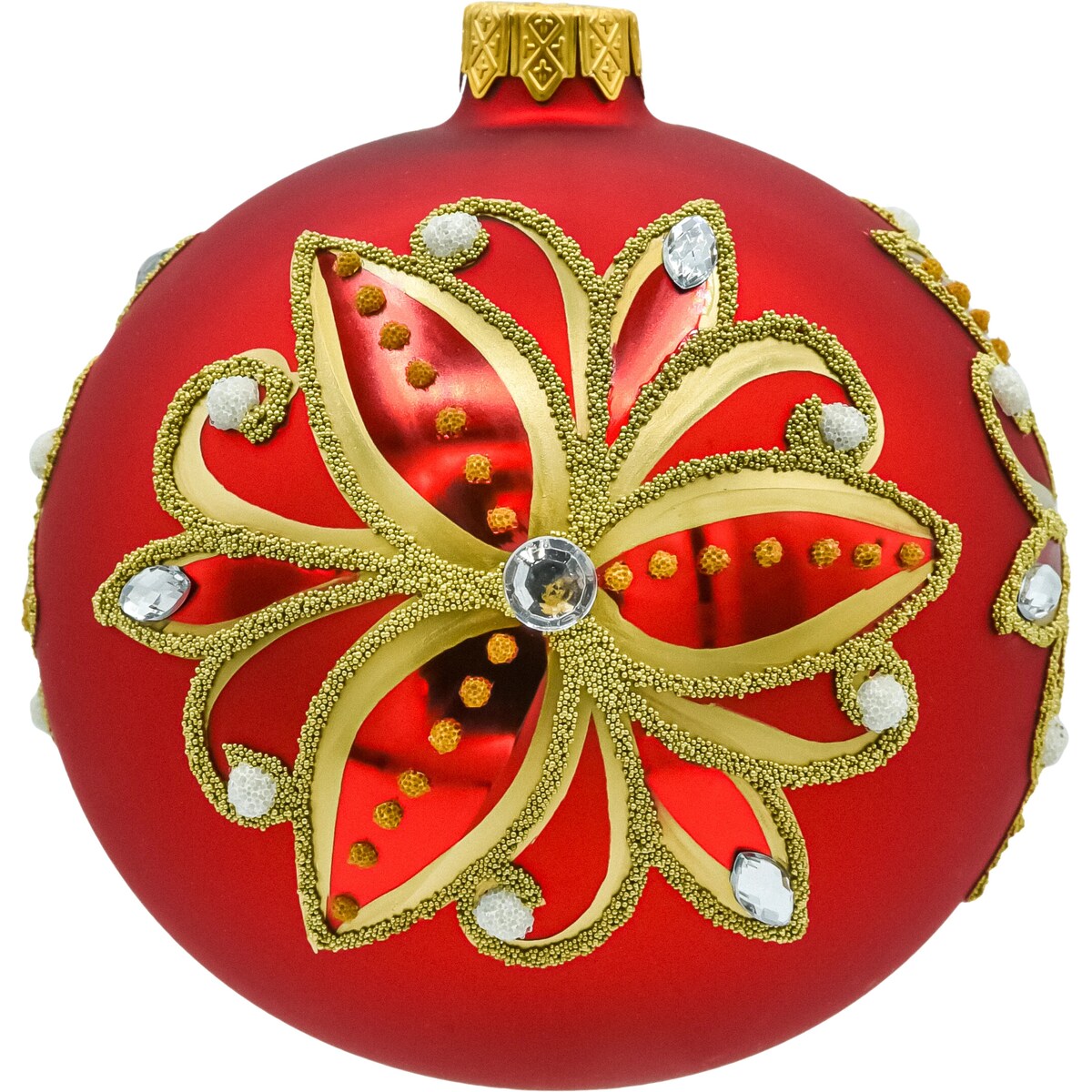 Bombki okrągłe czerwone: Złoty kwiat