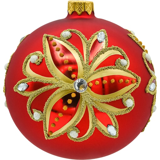 Bombki okrągłe czerwone: Złoty kwiat