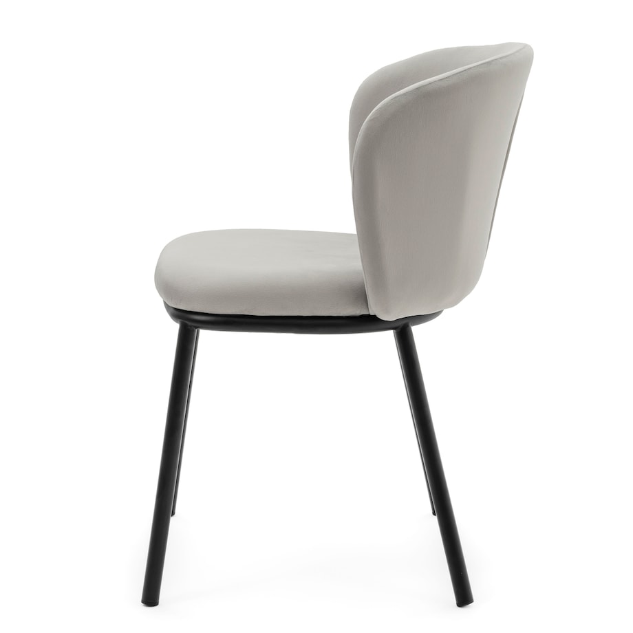 KRZESŁO TAPICEROWANE WELUROWE DO SALONU JADALNI GLAMOUR JASNOSZARE BARI