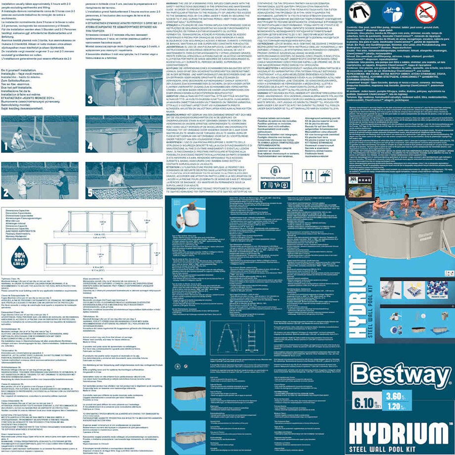 Bestway Owalny basen naziemny Hydrium, na stelażu, 610x360x120 cm