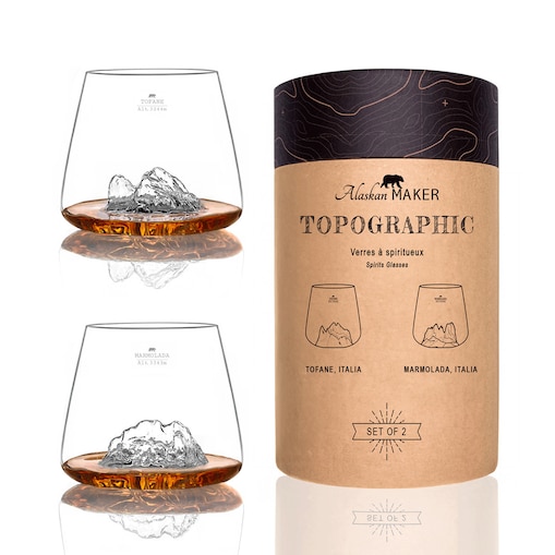 Zestaw 2 szklanek do whisky - Topographic - Tofane & Marmolada