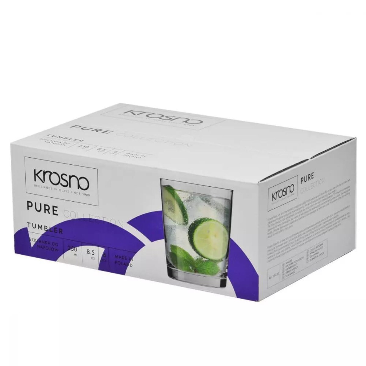 Niskie szklanki do napojów wody KROSNO Pure 250 ml wody napojów dla dzieci