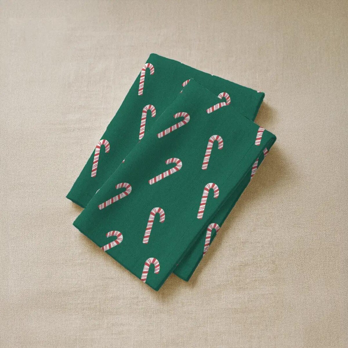Serwetki świąteczne - Laski świąteczne - zieleń (2szt.)