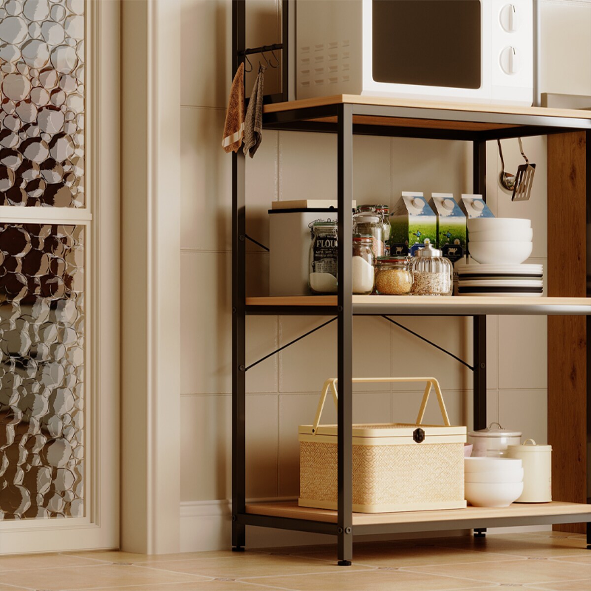 Wielofunkcyjny regał szafka kuchenna jasny brąz sonoma loft