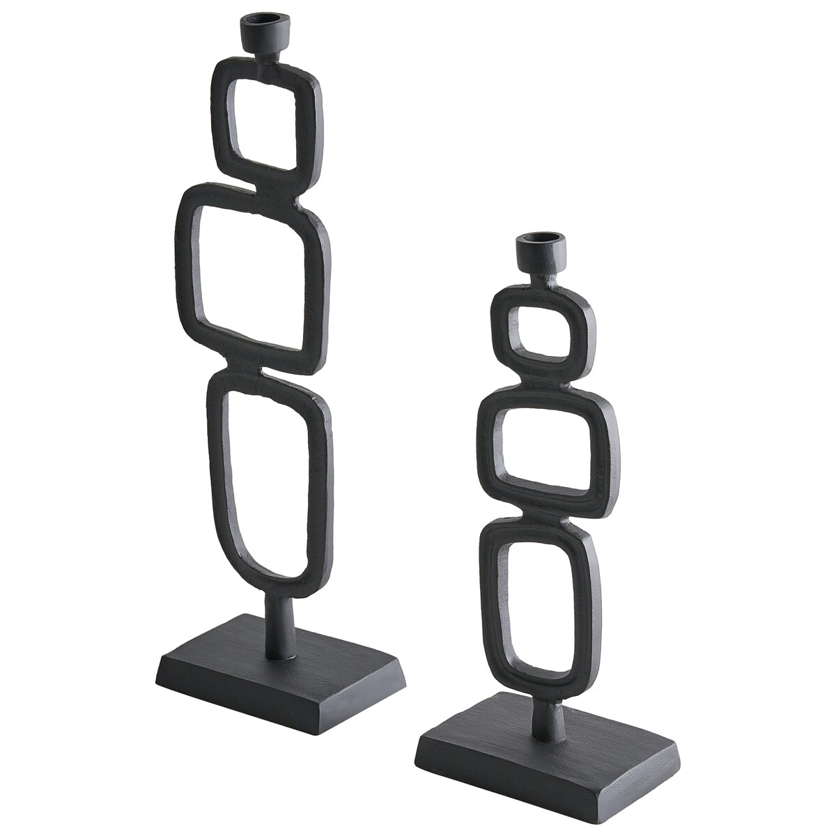Zestaw 2 świeczników SIPANJE Metal 35/48 cm Czarny