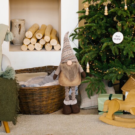 SKRZAT świąteczny KRASNAL gnom Mikołaj DUŻY BEŻOWY