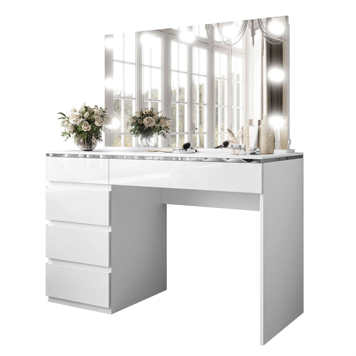 Toaletka AURORA II SILVER ELITE LED biały połysk